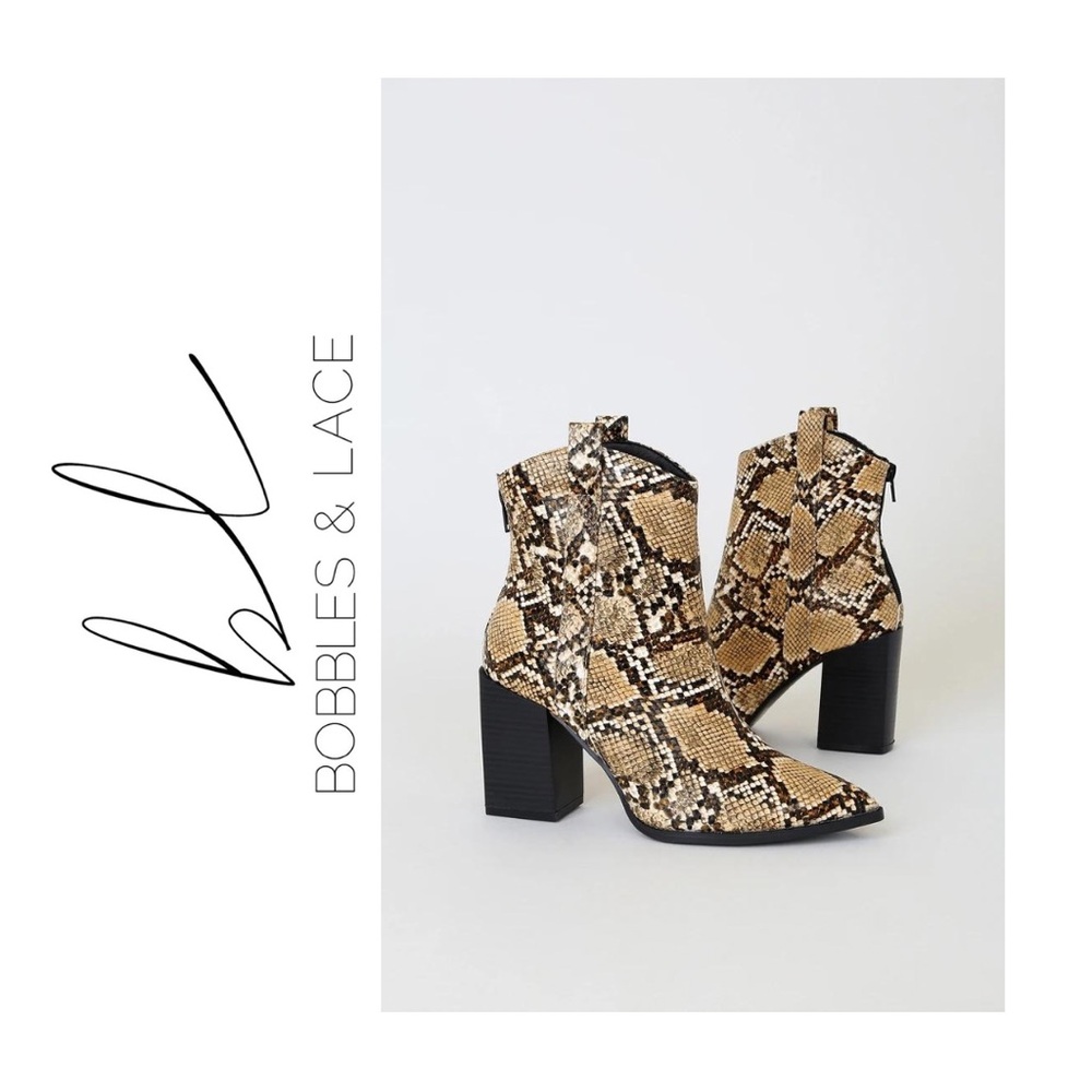 Camel Snake Mid-Calf Booties